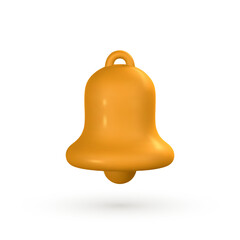 3d notification bell. Cute realistic yellow ringing bell. Vector illustration