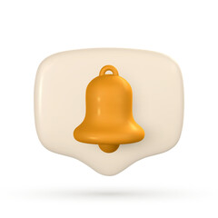 Fototapeta premium 3d message notification icon. Cute chat speech bubble with notification bell. Vector illustration