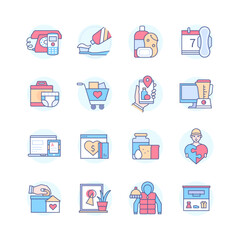 Donations and essentials - line design style icons set