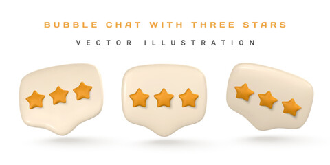 Social media speech bubbles with star. Customer rating feedback concept. Vector illustration