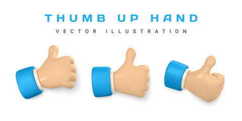 3d social media concept. Thumb up symbol. Vector illustration