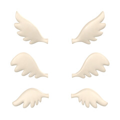 3d white angel wings in cartoon minimal style. Vector illustration