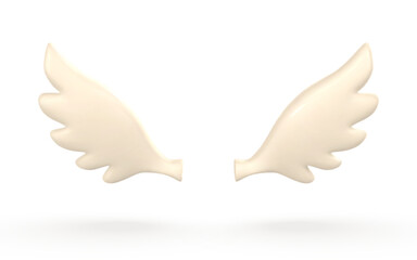 3d white angel wings in cartoon minimal style. Vector illustration