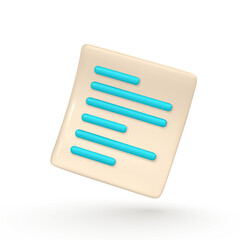 3d realistic document. Paper sheet. Business icon. Vector illustration