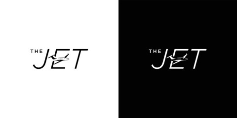 Jet airplane logo design simple and modern