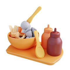 3D illustration meatball food