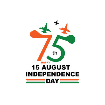 Seventy five 75 years of indian independence day greeting design logo template