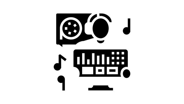 sound engineer video production film glyph icon animation