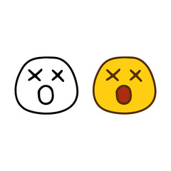 Killed emoticon in doodle style isolated on white background