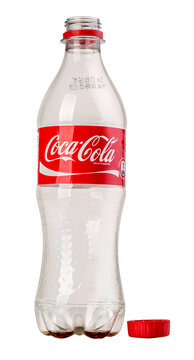 Empty Coca Cola, plastic bottles