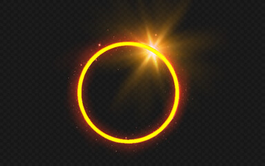 Glowing trail effect on transparent background. Modern magical magic circle with runes.Fire portal.Decor elements for a magic doctor, shaman, medium.