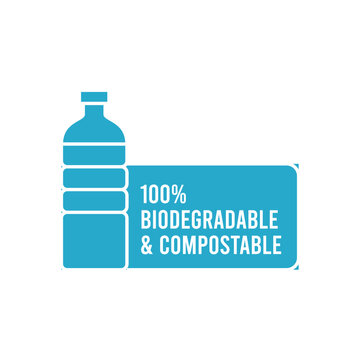 Plastic free logo, 100% biodegradable & compostable label logo isolated on white background