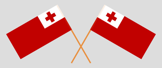 Crossed flags of Tonga. Official colors. Correct proportion