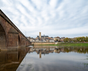 Fototapeta premium Wide shot of the city of Nevers. France, Bourgogne.
