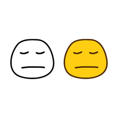 Sullen emoticon in doodle style isolated on white background