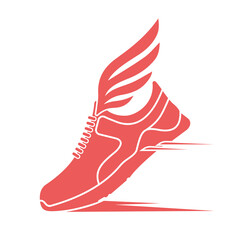 Icon of sports shoes flying on wings