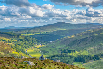 Fototapeta premium Wiclow Mountains Ireland, awesome landscape seen at sunset