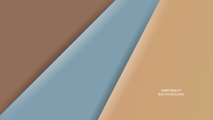 Color papers geometry composition banner background with pastel blue, beige, and dark brown tones