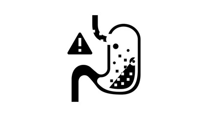 gastric reflux glyph icon animation
