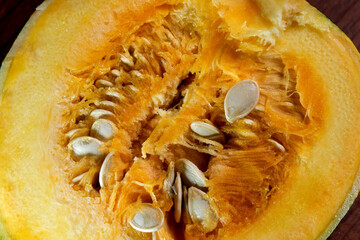 A small sweet ripe cut pumpkin