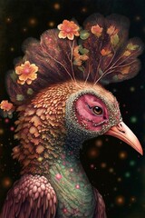 Adorable unique surreal mystical bird