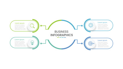 Modern infographic template. Creative circle element design with marketing icons. Business concept with 4 options, steps, sections.