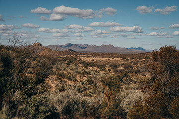 Panorama der Khomas Hochlandsavanne in der Nähe von Windhoek im namibischen Winter