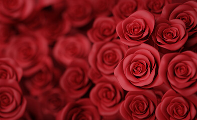 Obraz na płótnie Canvas Valentine's day greeting card templates with realistic of rose background, 3D rendering.