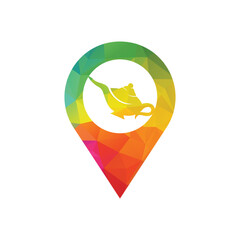 Genie magic lamp logo design vector. Lantern lamp logo template.