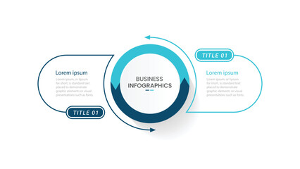 Vector infographic thin line design with marketing icons. Business concept with 2 options, steps or processes.