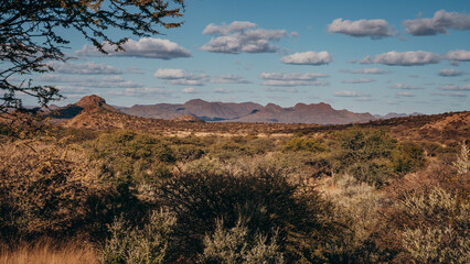 Panorama der Khomas Hochlandsavanne in der Nähe von Windhoek im namibischen Winter