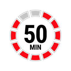 50 minute vector icon, stopwatch symbol, countdown. Isolated illustration with timer.