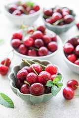 Fototapeta na wymiar Fresh red cherries fruit