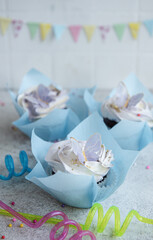 Cupcakes with butterfly decorations