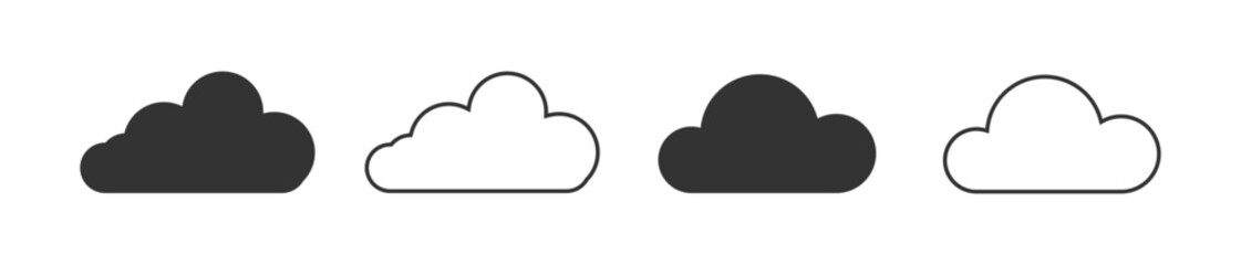 Cloud icon set vector. cloud symbol in line and glyph style. Vector illustration