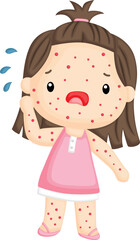 a vector of a kid with a pox