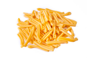 Classic casarecce pasta isolated on a white background