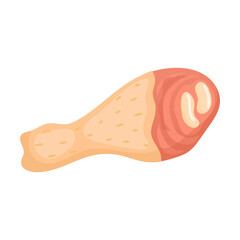 Raw chicken leg, chicken thigh. Product vector ingredient illustration isolated on white background