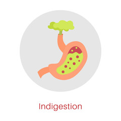 Indigestion symptom of gastritis vector illustration. Info graphic of digestive system disease isolated on white background