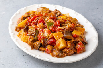 Traditional Turkish food; eggplant meze (Turkish name; saksuka)