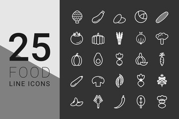 Food line icons 25. Colored vector.