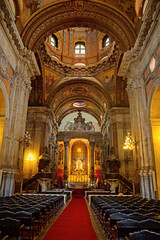 Fototapeta premium Part of the inside of the Candelária Church in Rio de Janeiro. The Church of Nossa Senhora da Candelária is a Catholic temple located in downtown Rio de Janeiro, Brazil. 