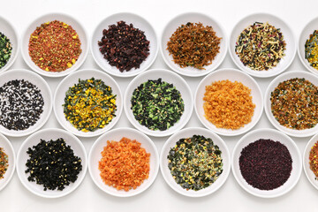 Furikake is a Japanese dry condiment. It is mainly eaten by sprinkling it over on rice.