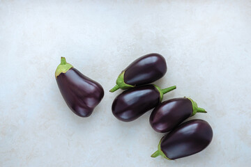 Bunch of eggplant. Top view.Harvesting. Agriculture and agronomy. Vegetarian food. Detox