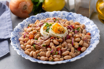 Turkish foods; dried beans salad (Turkish name; piyaz)