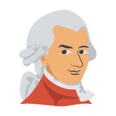 Symbol of Austria vector illustration. Austrian portrait of the famous musician and composer Mozart isolated on white background. Culture, traveling concept