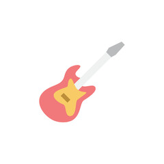 Electric guitar icon in color, isolated on white background 