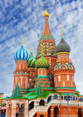 Fototapeta na wymiar Saint Basil's Cathedral or Cathedral of Vasily the Blessed or Cathedral of the Intercession of the Most Holy Theotokos on the Moat, or Pokrovsky Cathedral at Moscow, Russia