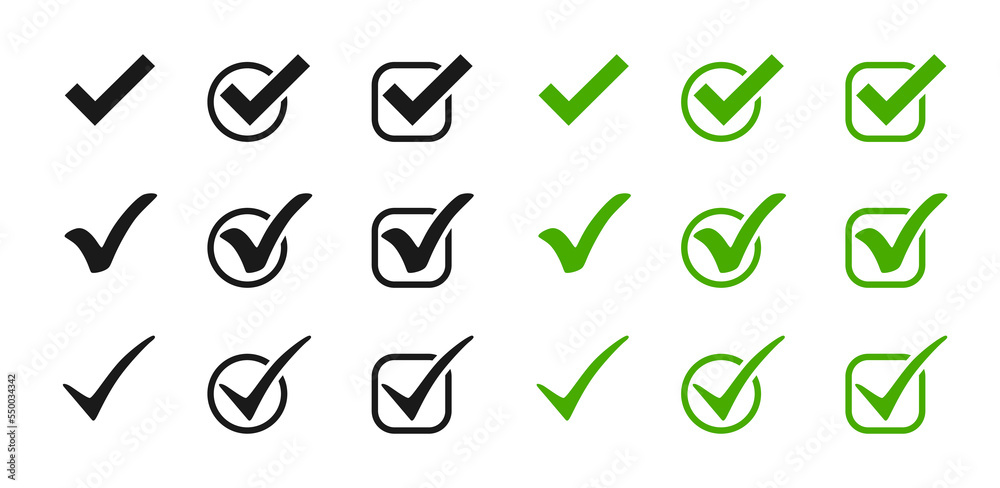 Canvas Prints check mark. check marks black and green vector icon. tick symbol. vector illustration