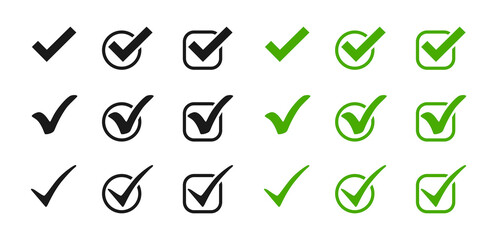 check mark. check marks black and green vector icon. Tick symbol. vector illustration